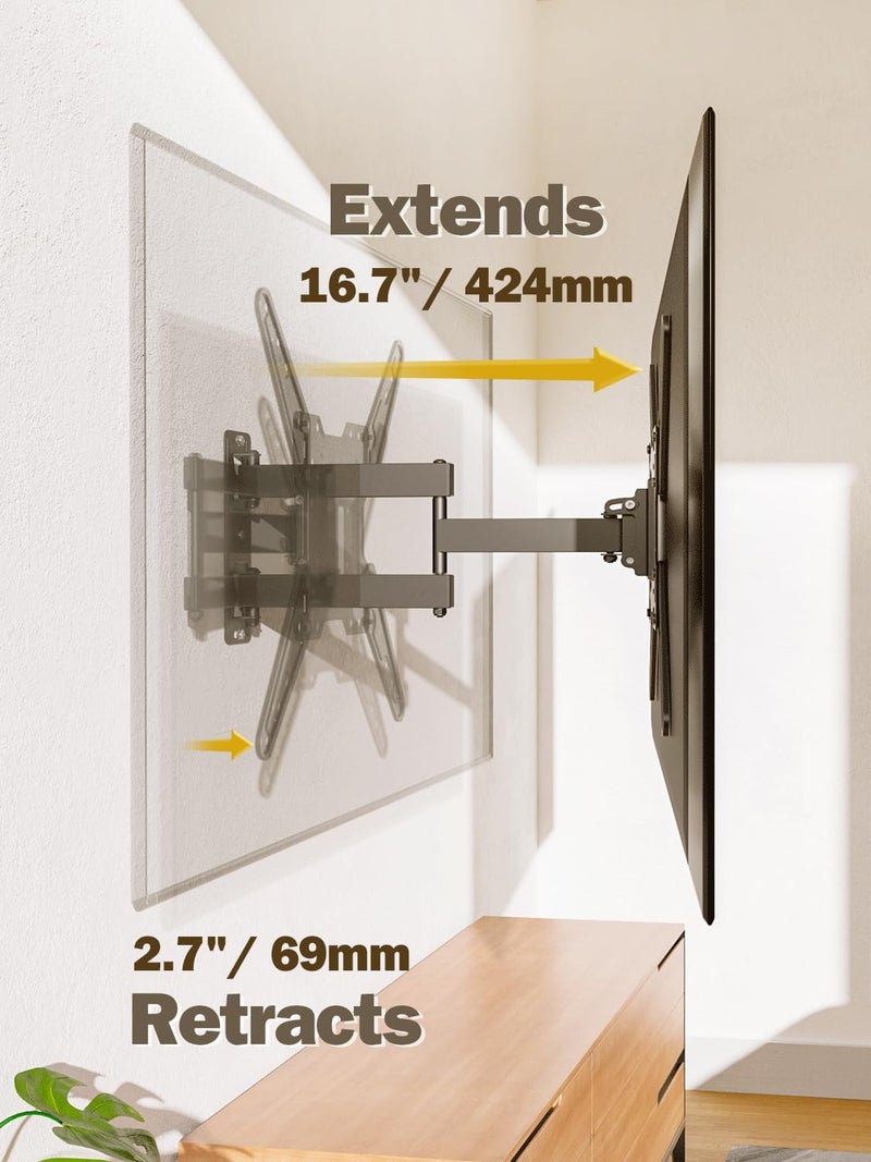 Mounting Dream UL Listed TV Wall Mount for Most 26-55 Inch TVs, Full Motion TV Mount with Perfect Center Design, Articulating Wall Mount TV Bracket Swivel and Tilt, Max VESA 400x400mm, Up to 77LBS - Image 2
